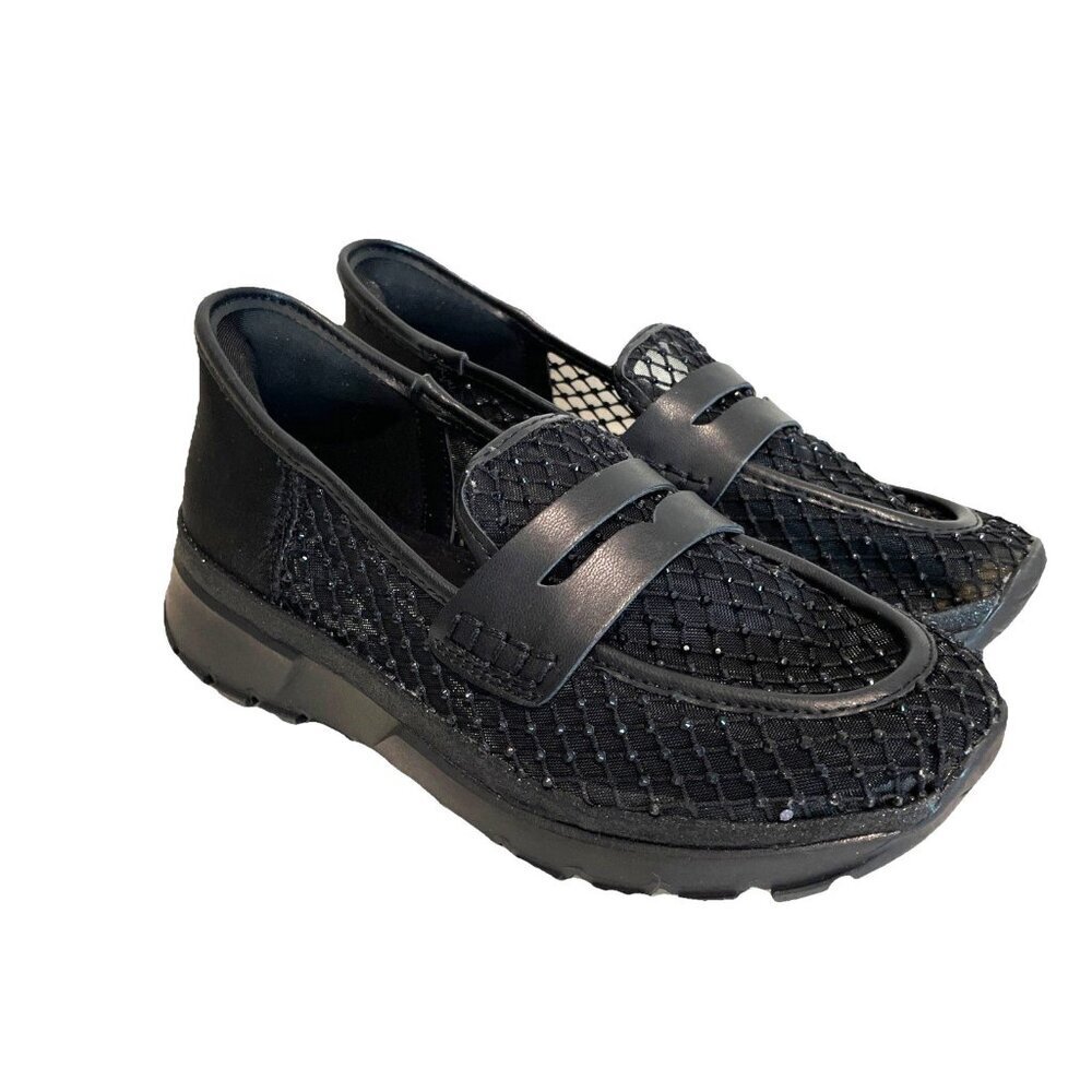 Kenneth Cole Kaia EZ On Jeweled Mesh Loafer Size 5.5 Black Chunky Sole Y2K NWOB